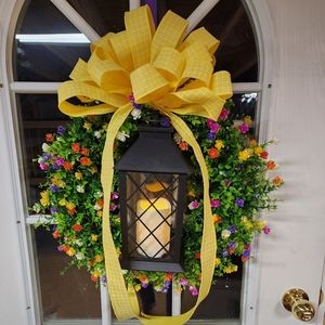 Spring Wreath with lantern.